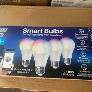 Feit Electric Smart Bulbs 9W LED Replaces 60W 800 Lumen Wi-Fi 4 PACK